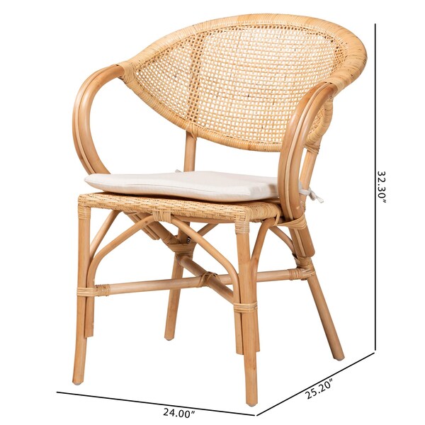 Varick Modern Bohemian Natural Brown Finished Rattan Dining Chair